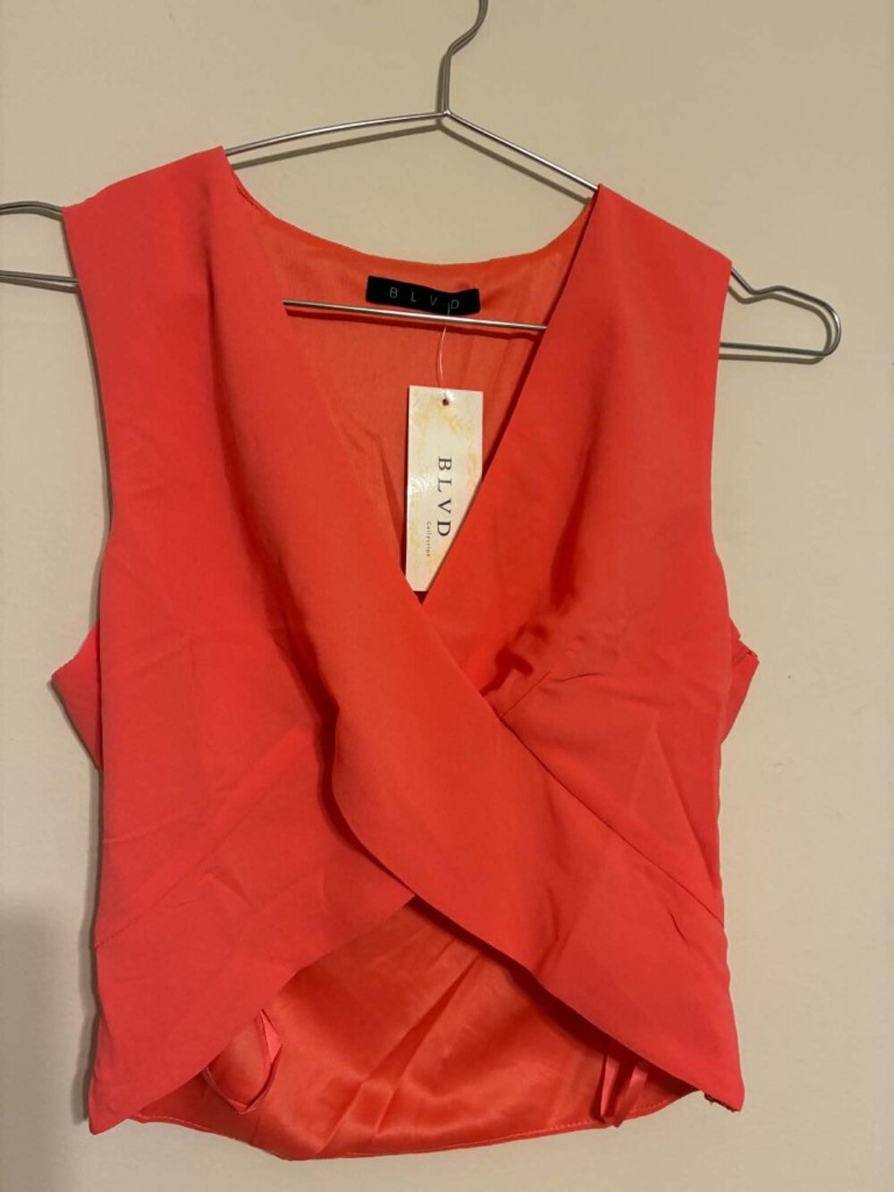 Blvd Style Coral Crossover Cropped Top - New with Tags